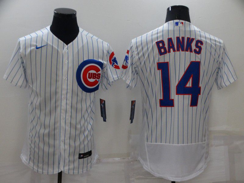 Men Chicago Cubs #14 Banks White Strip Elite 2022 Nike MLB Jersey->new york yankees->MLB Jersey
